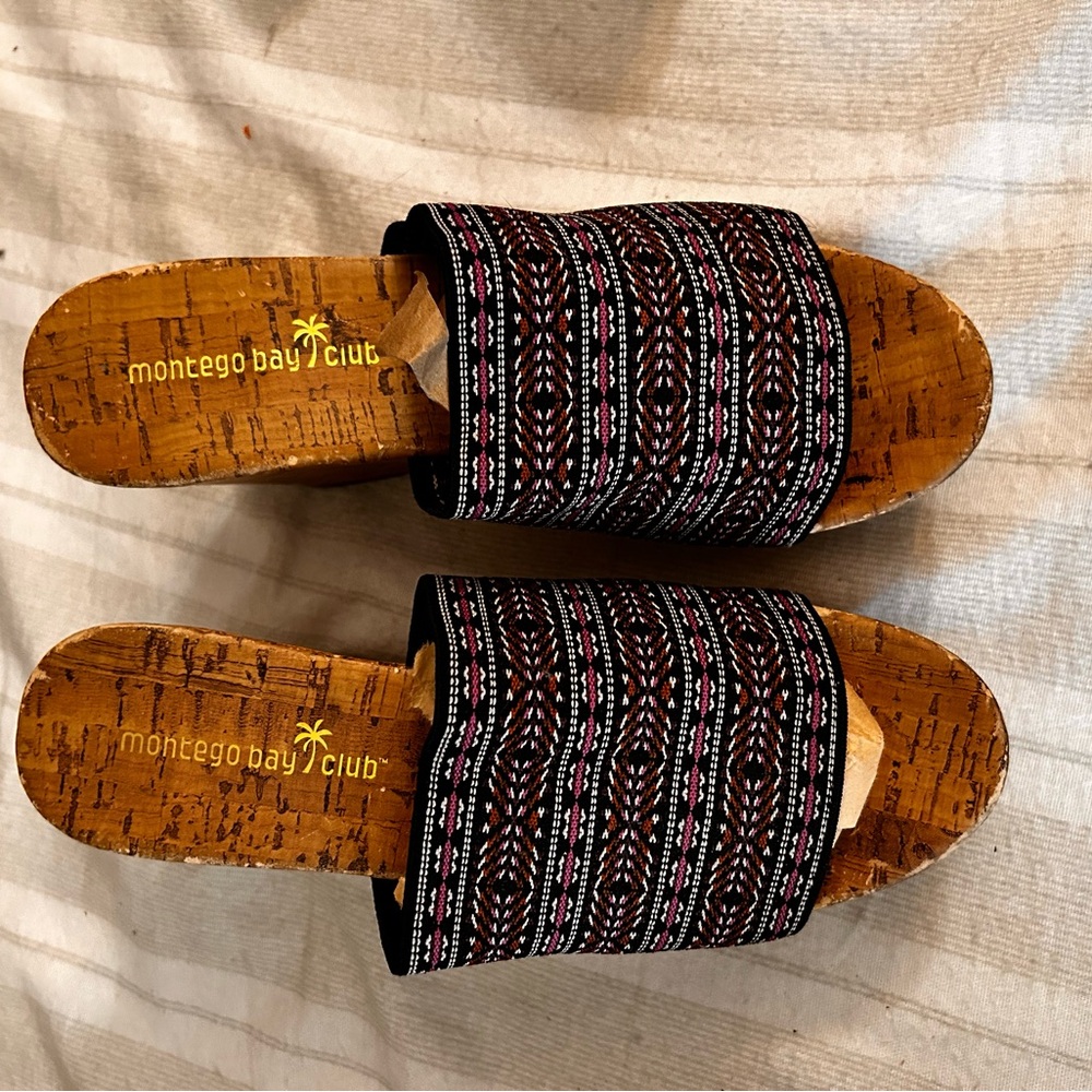 Slip on sandal with wedge heel